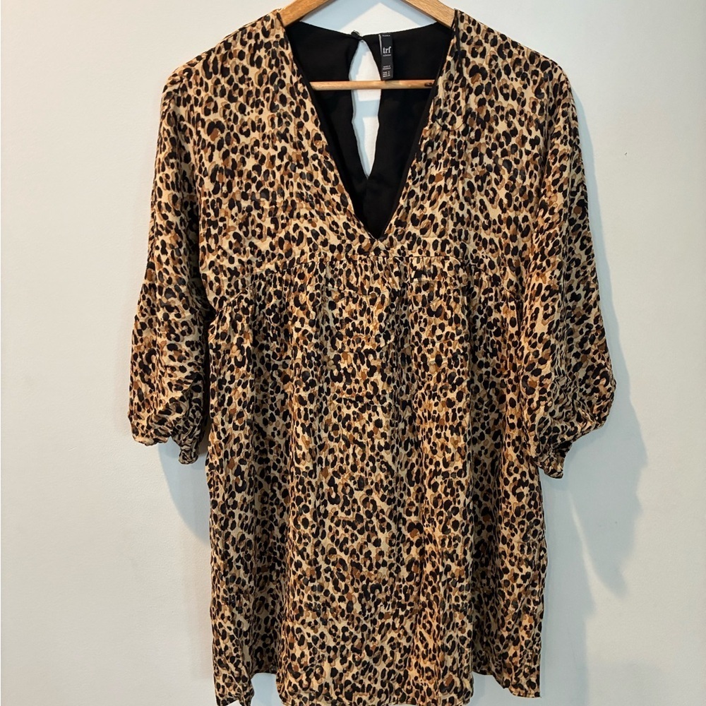 Zara TRF collection Leopard Print V-Neck Women's Top